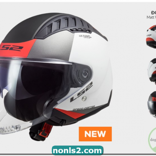 nón 3/4 ls2 copter hệ 3 màu đỏ, xám, trắng